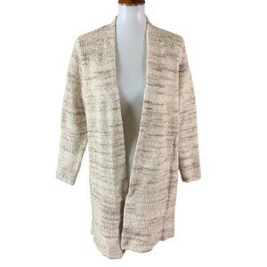 J Jill Pure Jill XL Longline Open Front Knit Cardigan Cottagecore Neutrals Cozy
